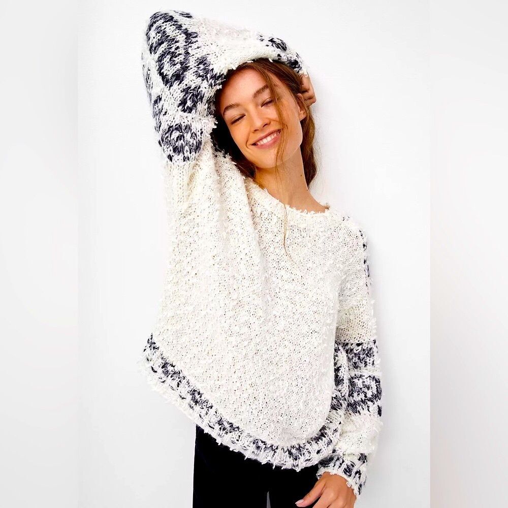 Anthropologie Pilcro Petra Feathered Sweater in Cream M